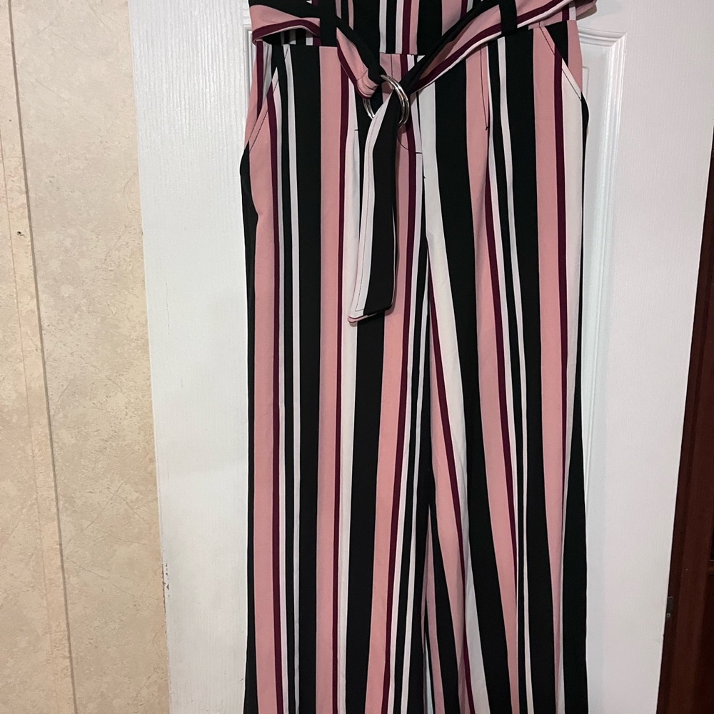 Striped Pink and Black Women's Jumpsuit